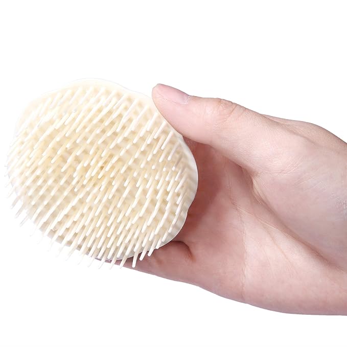 Hair Scalp Brush Dandruff Cleaning Brush Shower Scalp Shampoo Brush Scalp Massager Pack of 4 (White and Green)