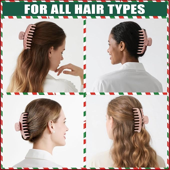 TOCESS Hair Claw Clips for Women - 8PK Large Neutral Matte Jumbo Hair Clips for Thick, Thin, Long, Short, Curly Hair Girls, Big Jaw Clip Set for Daily Use(Rosewater Pink)