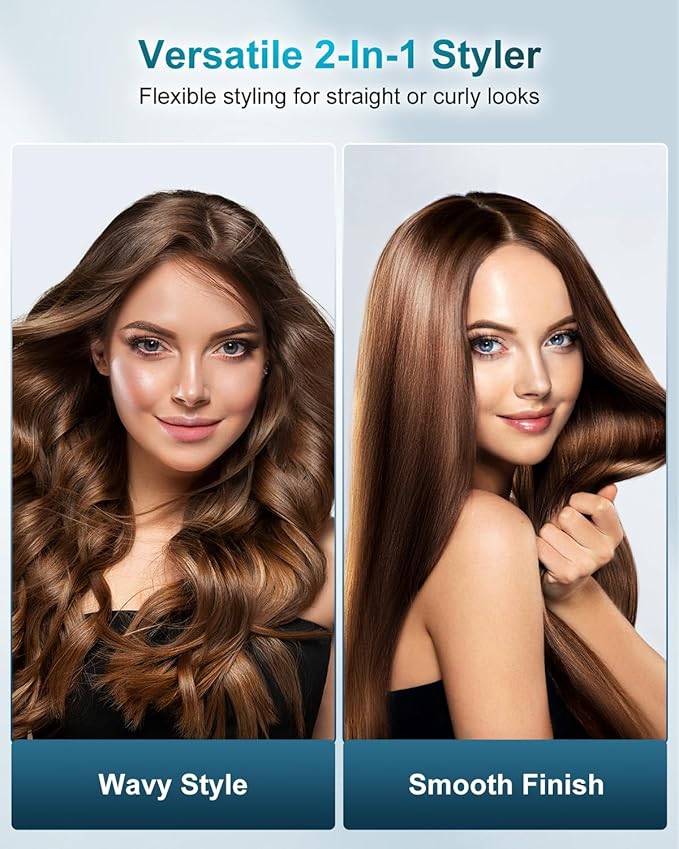 7MAGIC Hair Straightener 1 Inch Flat Iron Titanium Ceramic, Professional 2 in 1 Styling Tool with Fast Heat Up, Anti-Frizz Ionic & Floating Plates for Smooth Shiny Hair on All Hair Types