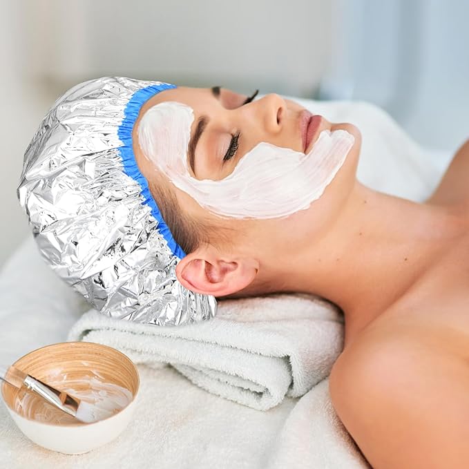 3PCS Deep Conditioning Hair Cap, Reusable Hair Processing Cap, Waterproof Shower Caps, Steam Caps, Heat-Caps for Deep Conditioning, Tin Foil Hat for Bathing, Hair-Dyeing and Hair-Treatment