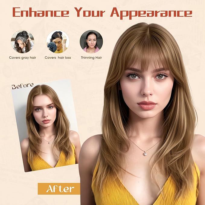 Rich Choices Human Hair Toppers for Women-100% Real Remy Hair Topper with 3D 360°Bang-Upgraded 150% Density 9 * 12CM Lace Base-Clip in Hairs topper for Thinning Hairs-14Inch #4 Medium Brown
