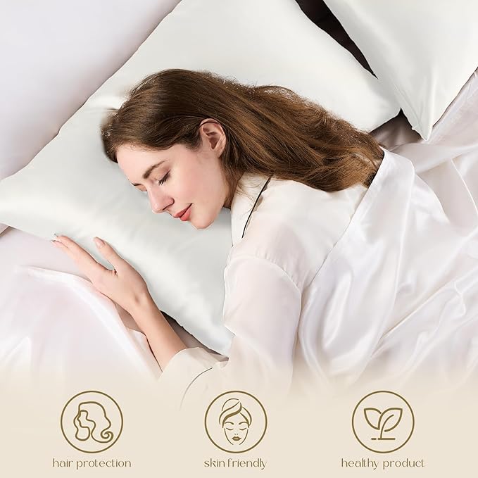 ZIMASILK 100% Pure Mulberry Silk Pillowcase for Hair and Skin Health,Soft and Smooth,Both Sides Premium Grade 6A Silk,600 Thread Count,with Hidden Zipper,1pc(Toddler 13''x18'',Ivory)