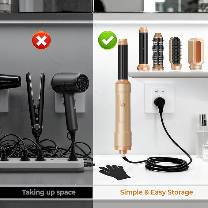 5 in 1 Blow Dryer Brush Set, Hot Air Styler Negative Ion Air Curling Wrap Air Curler, Round Brush Blow Dryer Curling Iron Hair Styling Tools Gift for Dry,Volumize, Straight,Curl,100-120V