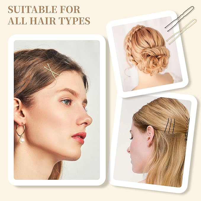 200 Pcs Brown Wave-Shaped and U-Shaped Bobby Pins Mix Metal Hair Pins Hair Accessories for Women Stylists Hair Sticks Girl