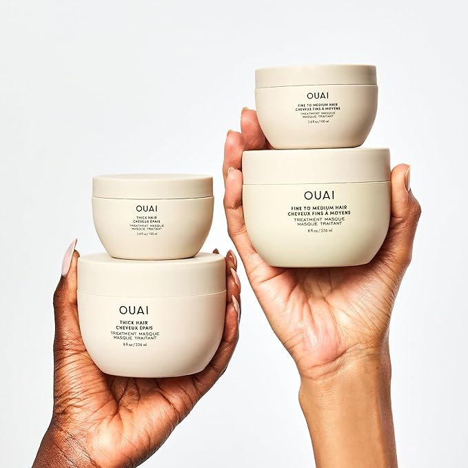 OUAI Thick Hair Mask - Treatment Masque with Almond Oil, Olive Oil, & Hydrolyzed Keratin to Restore Damaged Hair - Phthalate & Paraben Free Masque (3.4 Oz)