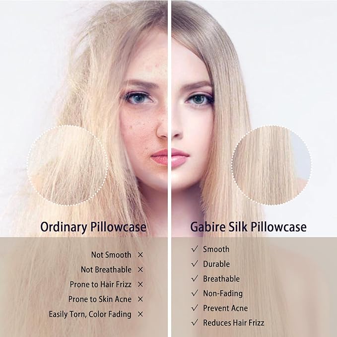 Mulberry Silk Pillowcase for Hair and Skin Prevent Acne Pillow Cases Both Sides Real Silk Pillowcases Organic Silk Pillowcase with Hidden Zipper, Black, King (20"×36")