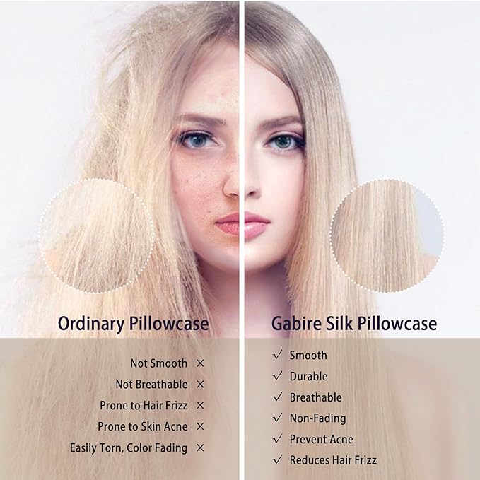 Mulberry Silk Pillow Cases Set of 2, Both Sides Real Silk Pillow Cases for Hair and Skin Cool Pillowcases Organic Silk Pillowcase 2 Pack with Hidden Zipper, White, King (20"×36")