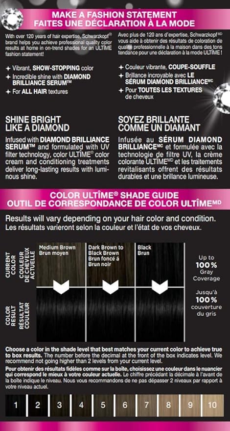 Schwarzkopf Color Ultime 1.1 Raven Black Hair Dye, Permanent Intense Black with Diamond Brilliance, Fade-Resistant, Covers Grays, All Hair Textures