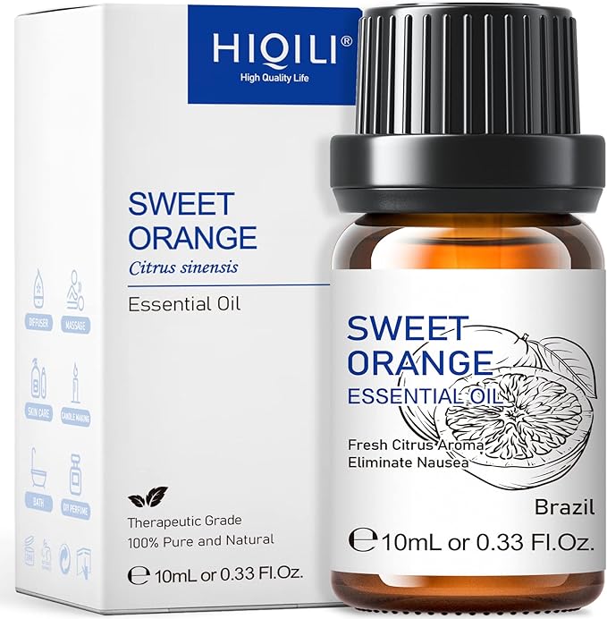 HIQILI Sweet Orange Essential Oil,100% Pure Natural for Diffuser, Aromatherapy-10ml