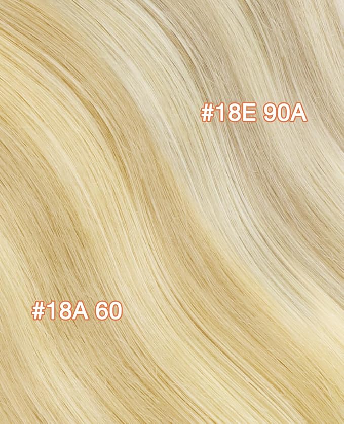 GOO GOO Invisi Edge Tape in Hair Extensions Human Hair, 18AT60A Pearl Ash Blonde Highlights 20pcs 20inch 50g, Virgin Remy Hair, Seamless Injected Tape, Natural Look