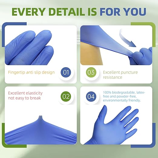 Jointown Biodegradable Nitrile Exam Gloves, Disposable Medical Surgical Gloves, Violet Blue Nitrile Glove, Latex Free, Food Safe, 200 Count, XSmall