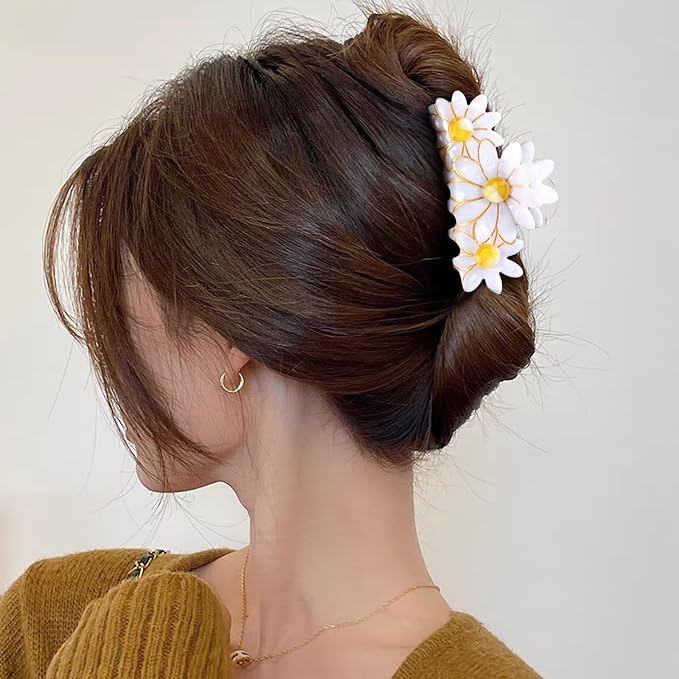 Flower Hair Claw Clip, 3.5 Inch Strong Hold Hair Clip for Thick Hair, Fashion Spring Hair Styling Accessories for Women Girls