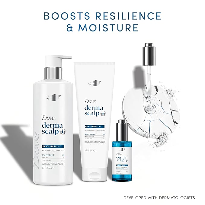 Dove Derma Scalp Shampoo 1 ct Dandruff Relief for Boosting Resilience & Removing Flakes, with Salicylic Acid, 16 oz