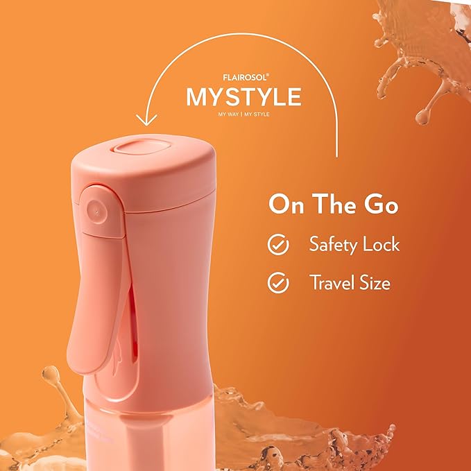 FLAIROSOL MyStyle, Spray Bottle for Hair - Small Travel Spray Bottle, Ultra Fine Continuous Water Mist for Face, Hairstyling, Salon, Cleaning, Beauty, Toners, Hydration & Makeup, 3.04oz / 90ml, Peach