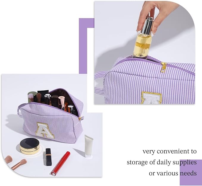 YOOLIFE Birthday Gifts for 4 5 6 7 8 9 10 11 12 13 14 15 16 Year Old Girl Gifts, Purple Gifts for Women Teen Girls Kids Her Daughter, Monogram Initial Girls Makeup Bag, Letter E
