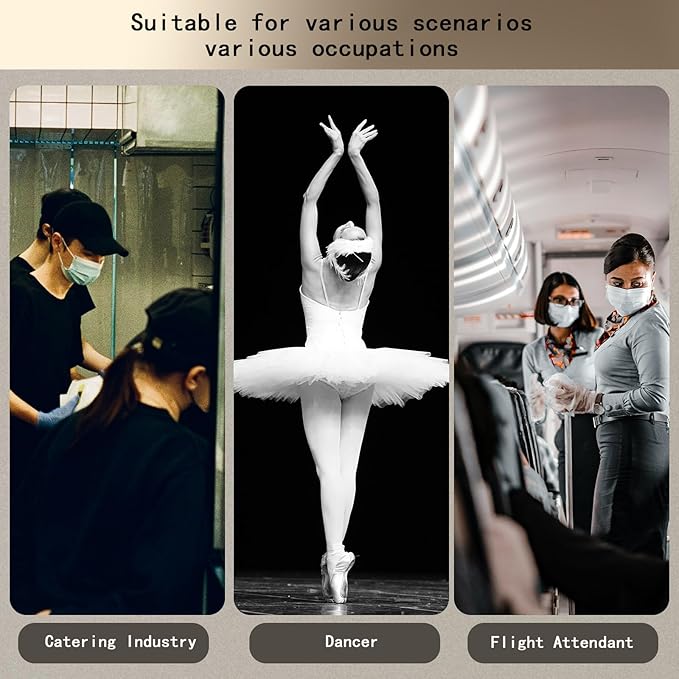 Invisible Hair Nets 50cm with 20Pcs,50Pcs U Shaped Bobby Pins,20Pcs Hair Ties and a Comb Styling Accessories Set,50cm for Ballet Bun,Wig,Food Service,Cabin Attendant, for Women and Girls(Black)