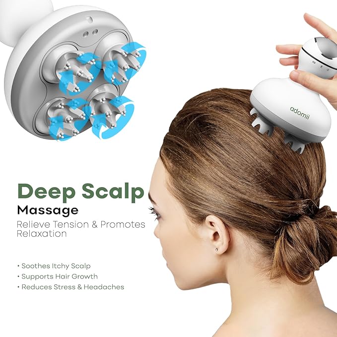 Electric Scalp Massager Cordless, Waterproof Handheld Head Hair Massage Massager, 84 Kneading Nodes & Pet-Friendly Cat Massager- Ideal Gift