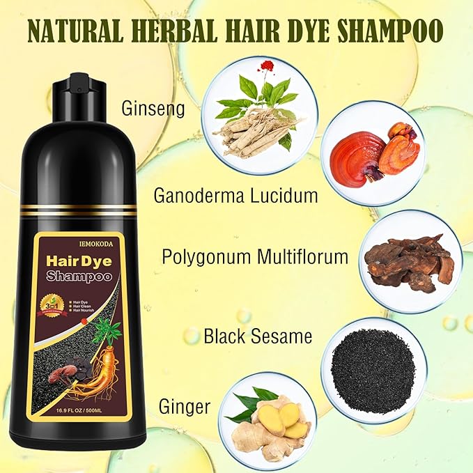 Light Brown Shampoo Para Pintar el Cabello - Instant Hair Dye Shampoo 3 in 1 Refresh Hair Color, Herbal Shampoo Hair Dye for Women Men, Easy to Use & Long Lasting Hair Color Shampoo 16.90 oz