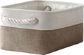TheWarmHome Storage Basket for Organizing - 1 Pack 12x8x5.2 inch Baskets for Gifts Empty with Handles, Fabric Storage Cubes for Organizer Closet Dog Gift Cloth Toy (Whiet & Khaki)