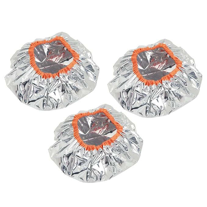 10pcs Aluminum Foil Hair Dye Processing Caps, Silver Hair Conditioning Caps for Deep Treatment, Constant Temperature Heat Retention Caps with Elastic Band, Reusable Hair Coloring C