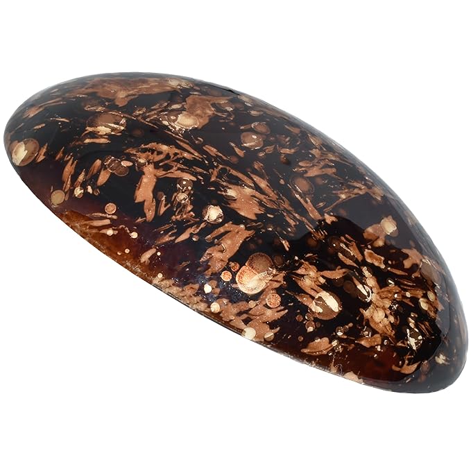 Camila Paris CP3869 French Hair Barrette Clip Oval Brown and Gold, Strong Hold Grip Hair Clips for Women, No Slip Rubberized Metal Closure, Durable Styling Girls Hair Accessories, Made in France