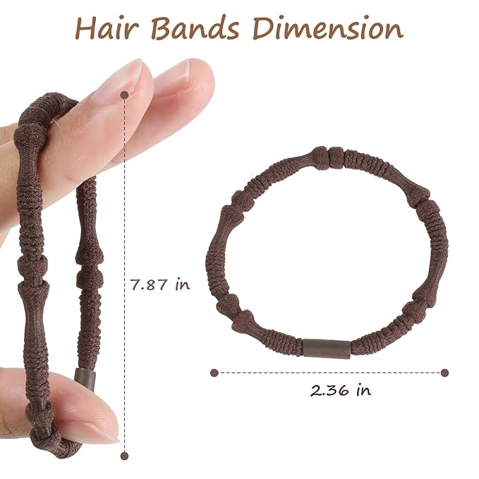 Boho Hair Ties, 20 PCS of 4 Styles Cute Bands for Thick or Thin Hair, No Damage Elastic Bracelets, Brown Hair Accessories for Girls and Women