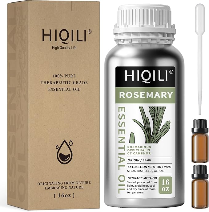 HIQILI Rosemary Oil for Hair Growth, Add to Shampoo & Conditioner, 100% Pure Undiluted - 16 Fl Oz