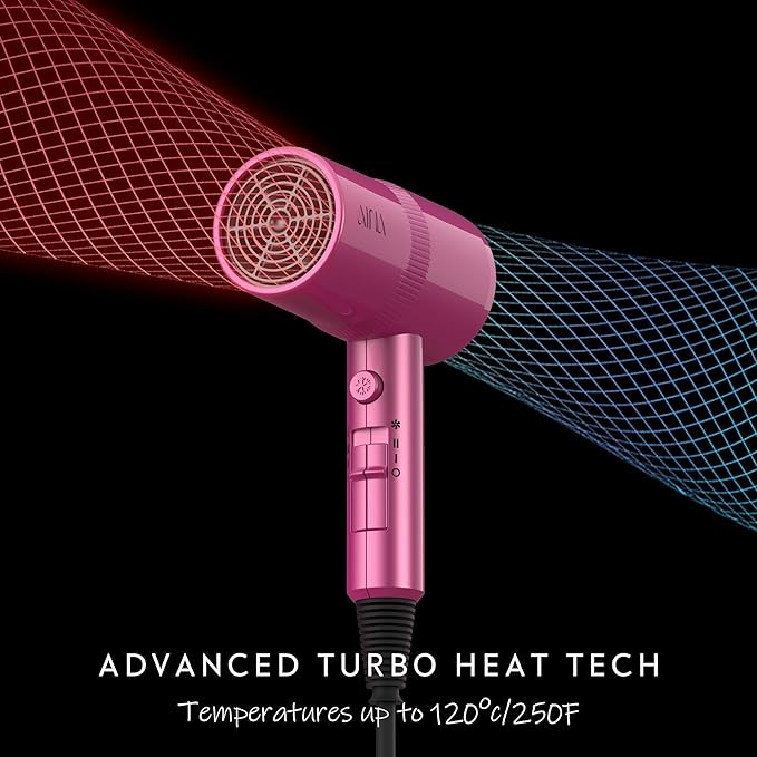 AINA Hair Dryer with Diffuser, Blow Dryer for Women | Advanced Ionic Technology, Ceramic Coating | Cold Shot Features Turbo Heat for Fast Drying and Shine 110V/ALCI (Neon Pink)