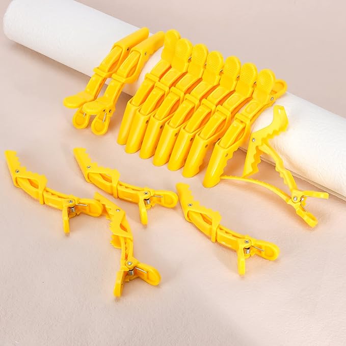 Ondder 14 Pcs Yellow Hair Sectioning Clips - Alligator Hair Clips for Coloring, Cutting and Styling Hair Accessories for Women, Men, Girls, Teens