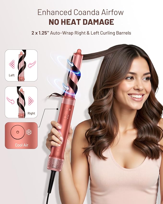 5 in 1 Hot Air Styler & Hair Styler- High-Speed Hair Dryer Brush, Fast Drying Blow Dryer Brush No Heat Damage Multi-Styler Auto Wrap Curlers for Volumizing Curl Straighten Frizz-Free with Travel Bag