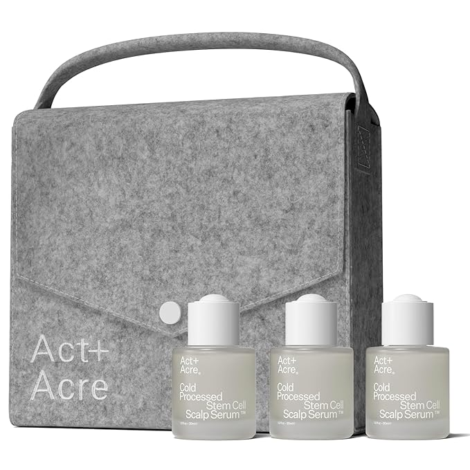 Act+Acre 3-Pack Mini Cold Processed Stem Cell Scalp Serum - Promotes Thicker, Fuller-Looking Hair - Soothes and Hydrates - Sulphate and Paraben Free - Aloe Vera for Improved Scalp Health