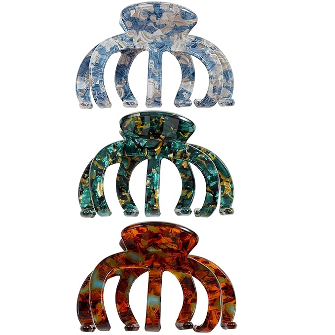 Extra Large Octopus Hair Clips for Women - Ideal Gift Cute & Stylish Claw Clips for Thick Hair, Non-slip Strong Hold Jaw Barrettes Unbreakable Jumbo Octopus Hair Clamps Accessories - 3 PCS