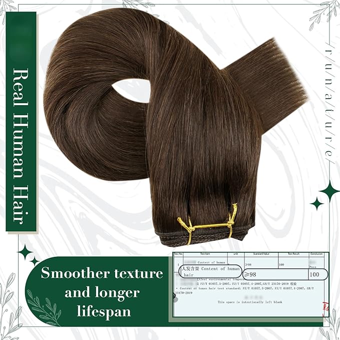 RUNATURE Brown Clip in Hair Extensions, Real Hair Extensions Clip Ins, Short Human Hair Clip in Extensions 10 Inch, Remy Straight Hair Clip Ins, 50g 3pcs #4 Chocolate Brown