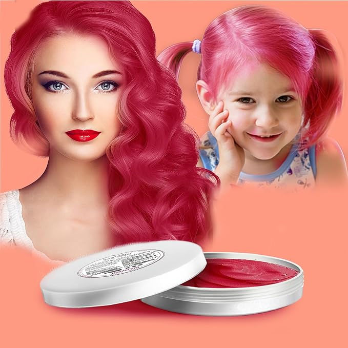 Red Hair Color Wax Washable, Temporary Hair Color Dye for Kids, Natural Instant Color Wax Hairstyle Cream Hair Pomades for Women & Men Party Cosplay Halloween, Gifts for Teens