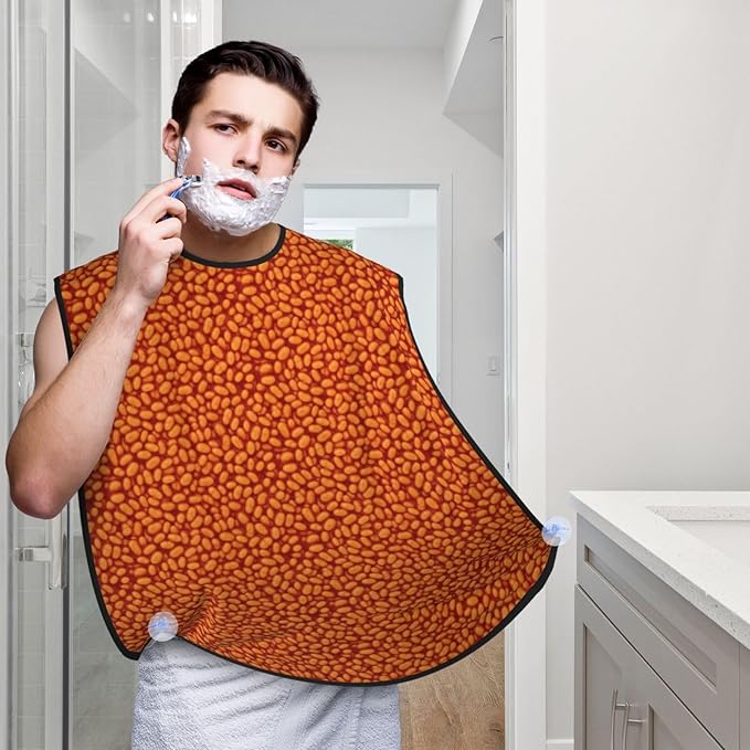 Ultimate Shaving Bib, Beard Trimming Apron with Hair Catcher, Baked Beans