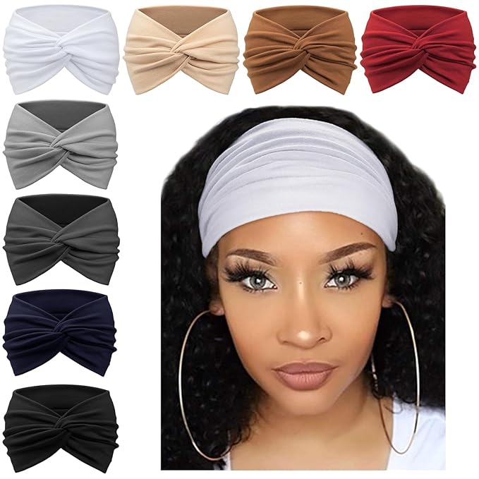 Extra Wide Headbands for Women Large Turban Headband Non Slip Boho Elastic Hairband Hair Twisted Knot Head Bands Accessories
