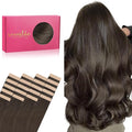 WENNALIFE Tape in Hair Extensions Human Hair, 20pcs 60g 26 inch Cool Dark Brown Remy Hair Extensions Straight Human Hair Tape in Extensions Tape Ins Straight Extensiones De Cabello Humano Skin Weft