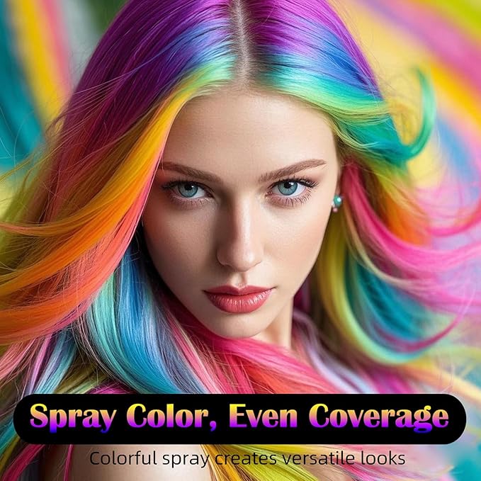 Purple Hair Spray, Temporary Hair Color Spray for Women, Men, Kids, One-Time Use Washable Hair Dye, Natural Hair Color Wax for Christmas, Hallowen, Cosplay, Festival Party Costume Makeup, DIY (Purple)