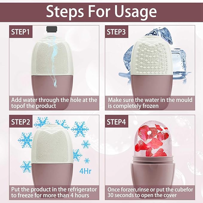 XHJRI Ice Face Roller Massager,Ice Cube Roller for Face, Eyes and Neck Naturally Conditioning and Skin Care,De-Puff Eye Bags,Reduce Migraine Pain,Reusable Massage Silicone Ice Mold (New Brown)