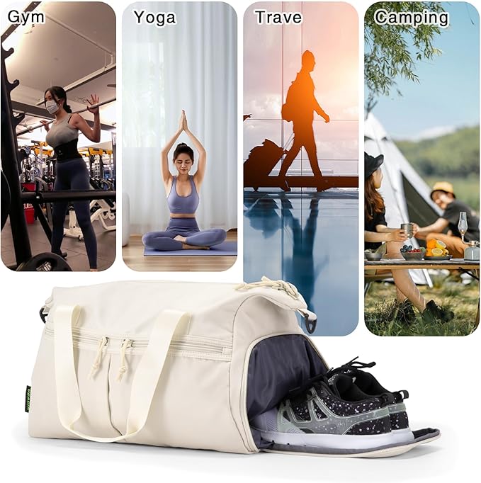 Weekender Duffel Bag with Shoe Compartment And Wet Pocket-Luggage Everyday Overnight Bag for Men and Women Travel-Carry On Gym Bag
