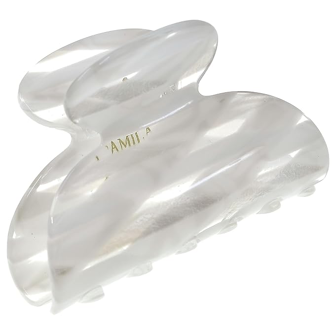 Camila Paris CP3071 French Hair Clip for Women, Handmade, White, Small, Girls Hair Claw Clips Jaw, Durable Styling Hair Accessories for Women, Strong Hold No Slip Grip, Made in France