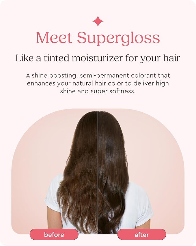 Glaze Supergloss Color Conditioning Gloss With Dispensing Pump – Hydrating Semi-Permanent Color Hair Gloss & Shine Boost – For Natural Medium to Dark Brown Hair – 6.4 Fl Oz - Blazing Brown