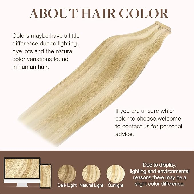 GOO GOO Tape in Hair Extensions Human Hair, 18D/22F Dirty Blonde Highlights, 12inch 40g 20pcs, Skin Weft Seamless Invisible, Silky Straight with Thick Ends, Remy Human Hair