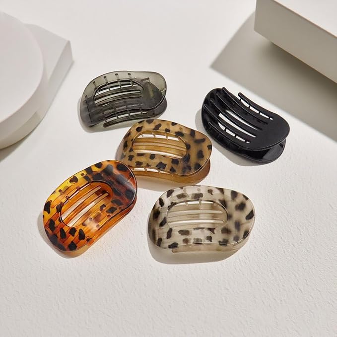 Flat Hair Claw Clips for Women,Matte Medium Hair Clips for Thick & Thin Hair- Comfortable Everyday Use for Office, Yoga, Party & Casual Styling (5PCS)