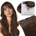 RUNATURE Brown Clip in Hair Extensions, Real Hair Extensions Clip Ins, Short Human Hair Clip in Extensions 10 Inch, Remy Straight Hair Clip Ins, 50g 3pcs #4 Chocolate Brown