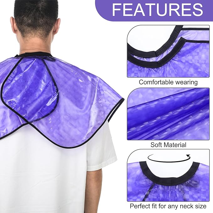 Zhanmai 4 Pieces Hair Color Shampoo Cape for Salons Waterproof Hair Washing Capes Makeup Beauty Salon Apron for Barber (Purple)