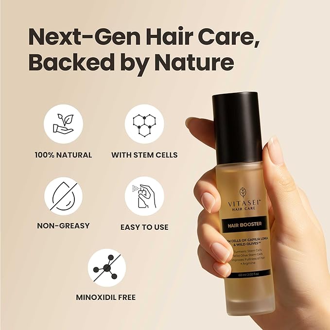Vitasei Hair Booster 2 Fl Oz (2 Pack) – Hair Revitalizing Serum with Capilia Longa, Wild Olive Stem Cells & Arginine – Peptide-Enriched Hair Tonic Supports Thicker, Stronger Hair – For Women & Men