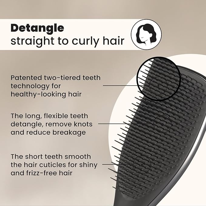 Tangle Teezer Chrome Ultimate Detangler Brush for Wet & Dry Hair, Eliminates Knots & Reduces Breakage for Straight to Curly Hair Types, Midnight Silver