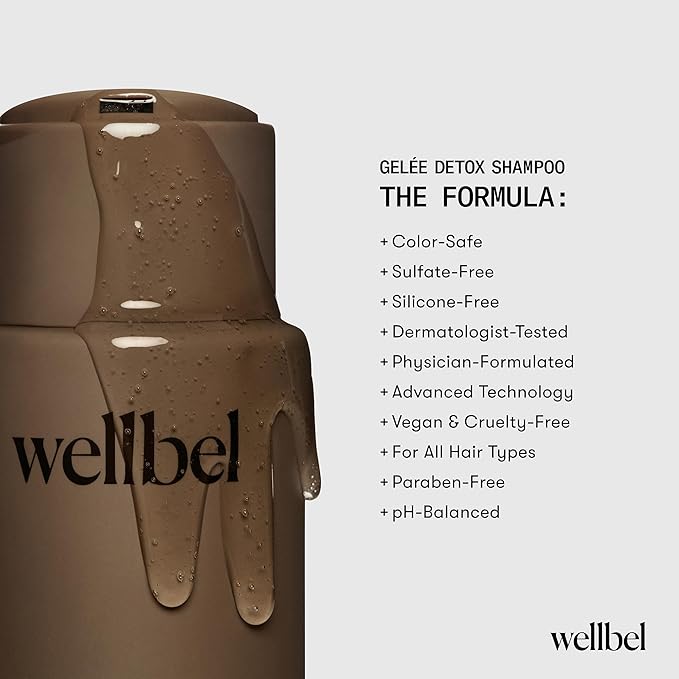 WELLBEL Gelée Detox Shampoo – pH-Balanced Scalp Detox, Gently Exfoliates & Removes Buildup, Dermatologist-Tested, Color-Safe, Hydrating & Strengthening Formula for Healthy, Bouncy Hair