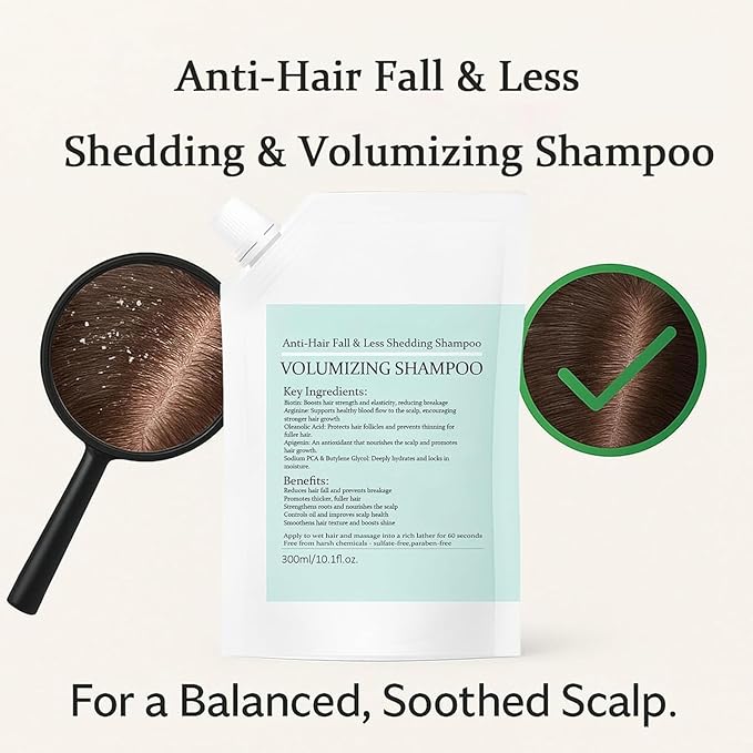 Trichology Volumizing Shampoo，Anti-Hair Fall & Less Shedding Shampoo，Enriched with Multiple Plant Extracts to Promote Hair Growth while Regulating Scalp Oil Production and Nourishing the Scalp，300ml